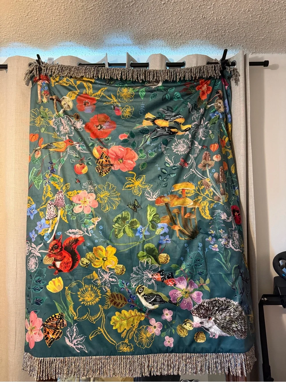 Anthropologie Velvet Floral Throw Blanket - Teal Multi by Natalie Lete